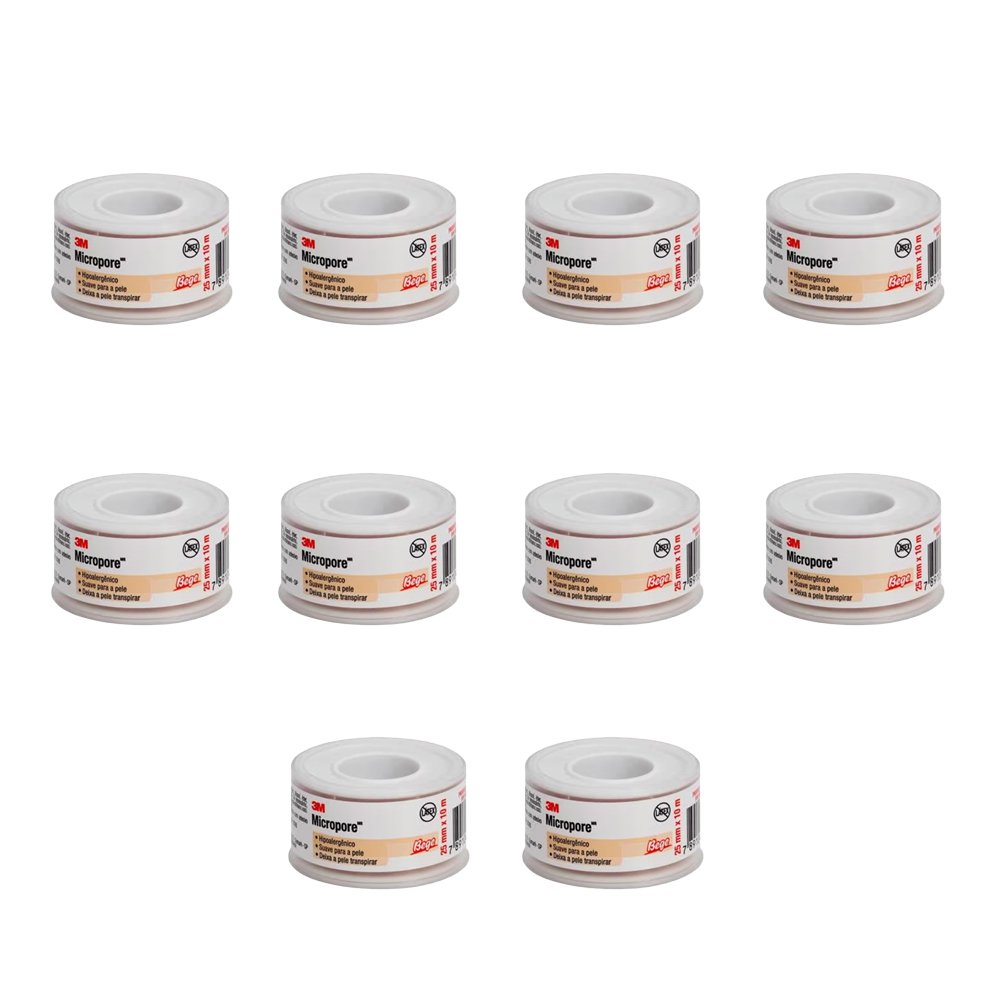 Kit 10 Fitas Micropore 1533 3M 2,5cm x10m Bege