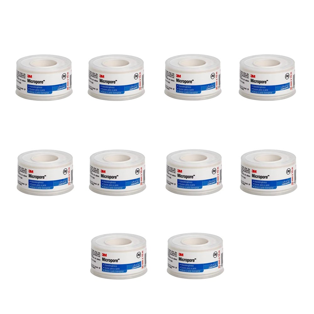 Kit 10 Fitas Micropore 1530 3M 2,5cm x10m Branco