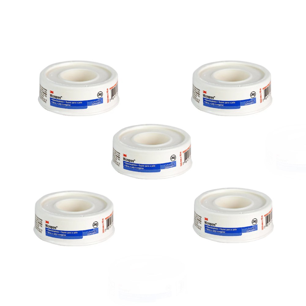 Kit 5 Fitas Micropore 1530 3M 1,25cmx10m Branco