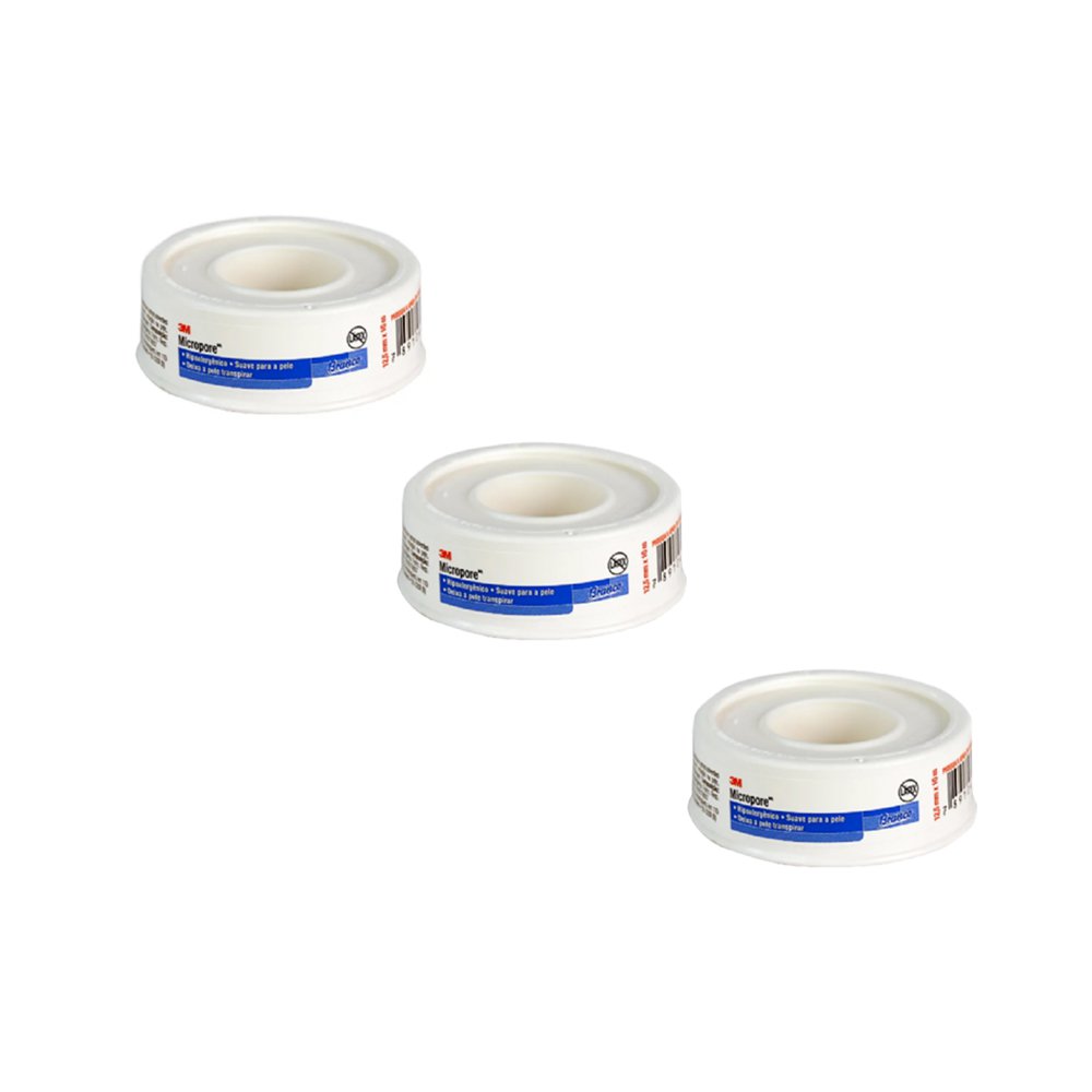 Kit 3 Fitas Micropore 1530 3M 1,25cmx10m Branco