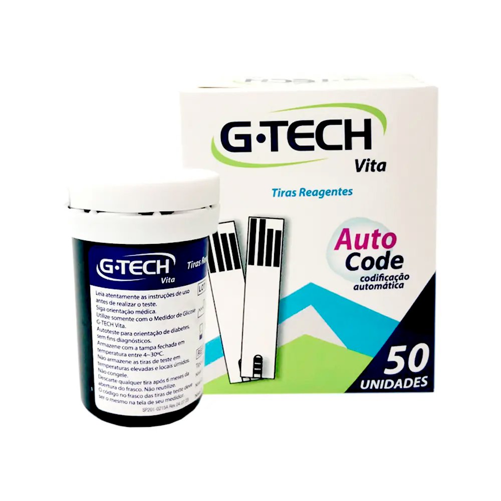 Tiras para Teste de Glicemia Vita G-tech 50 Unidades